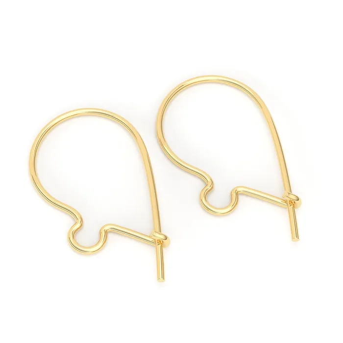 Jalvi Co PreStyled Sets 9mmx17mm 23 GAUGE 14k Solid Yellow Gold French Hook Kidney Earwires Pair Jalvi Co PreStyled Sets 9mmx17mm 23 GAUGE 14k Solid Yellow Gold French Hook Kidney Earwires Pair