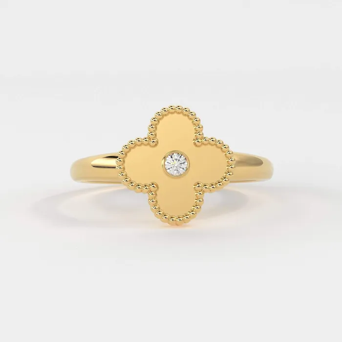 Jalvi Co Rings Four Leaf Clover Ring Ring Solitaire Diamond Ring for Women in 14k Gold Milgrain Solid Gold Ring Handmade 14k Gold Statement Ring Jalvi Co Rings Four Leaf Clover Ring Ring Solitaire Diamond Ring for Women in 14k Gold Milgrain Solid Gold Ring Handmade 14k Gold Statement Ring