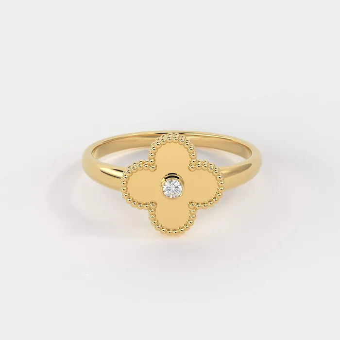 Jalvi Co Rings Four Leaf Clover Ring Ring Solitaire Diamond Ring for Women in 14k Gold Milgrain Solid Gold Ring Handmade 14k Gold Statement Ring Jalvi Co Rings Four Leaf Clover Ring Ring Solitaire Diamond Ring for Women in 14k Gold Milgrain Solid Gold Ring Handmade 14k Gold Statement Ring