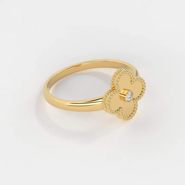 Jalvi Co Rings Four Leaf Clover Ring Ring Solitaire Diamond Ring for Women in 14k Gold Milgrain Solid Gold Ring Handmade 14k Gold Statement Ring Jalvi Co Rings Four Leaf Clover Ring Ring Solitaire Diamond Ring for Women in 14k Gold Milgrain Solid Gold Ring Handmade 14k Gold Statement Ring