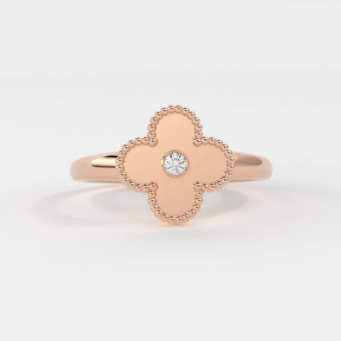 Jalvi Co Rings Four Leaf Clover Ring Ring Solitaire Diamond Ring for Women in 14k Gold Milgrain Solid Gold Ring Handmade 14k Gold Statement Ring Jalvi Co Rings Four Leaf Clover Ring Ring Solitaire Diamond Ring for Women in 14k Gold Milgrain Solid Gold Ring Handmade 14k Gold Statement Ring