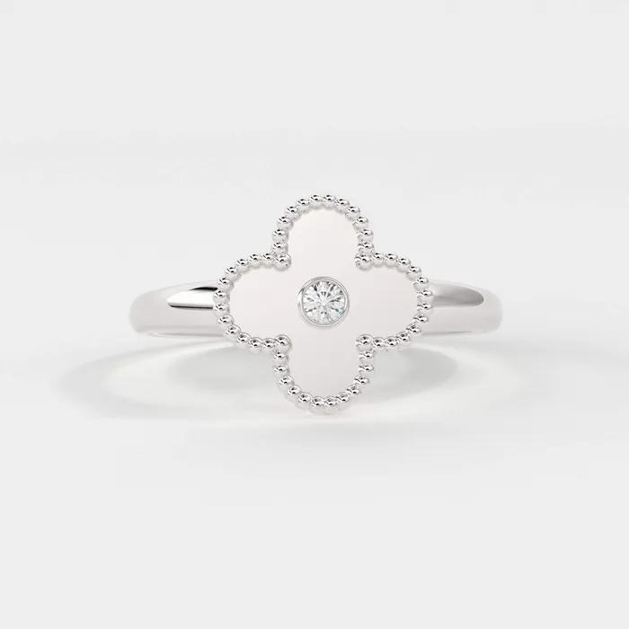 Jalvi Co Rings Four Leaf Clover Ring Ring Solitaire Diamond Ring for Women in 14k Gold Milgrain Solid Gold Ring Handmade 14k Gold Statement Ring Jalvi Co Rings Four Leaf Clover Ring Ring Solitaire Diamond Ring for Women in 14k Gold Milgrain Solid Gold Ring Handmade 14k Gold Statement Ring