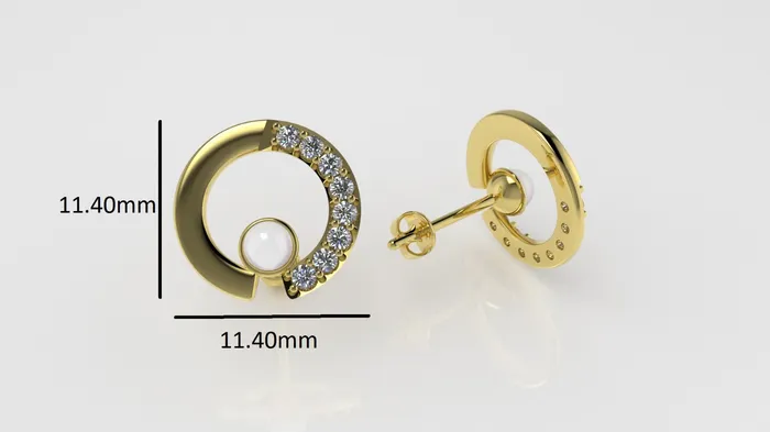 Jcm 21 jewelry Earrings 14k Gold Earrings with 18 Stones STT Prong Push Back