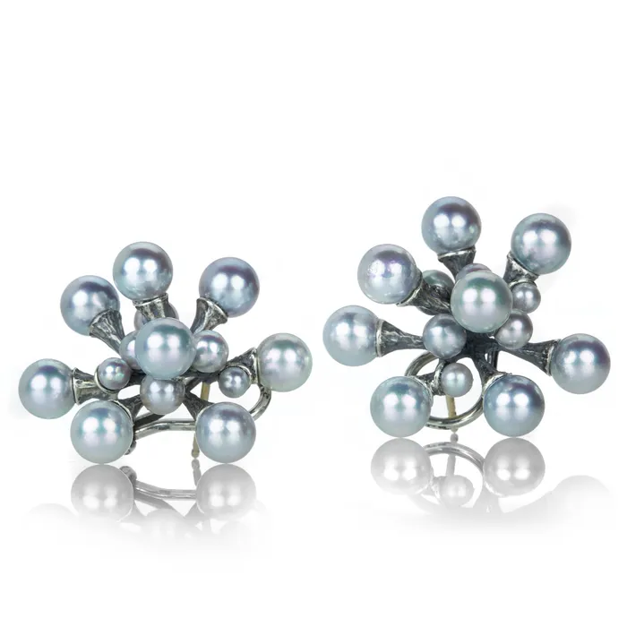 John Iversen Earrings Gray Pearl Single Jacks Earrings