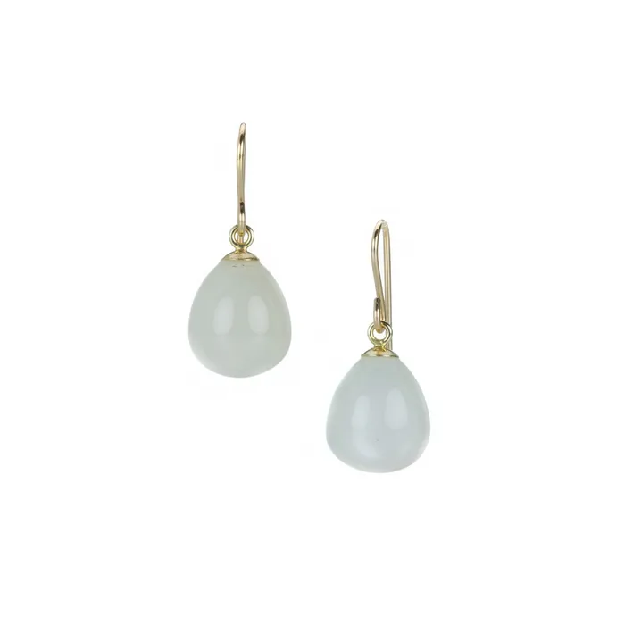 Maria Beaulieu Earrings Milky Moonstone Cabochon Earrings