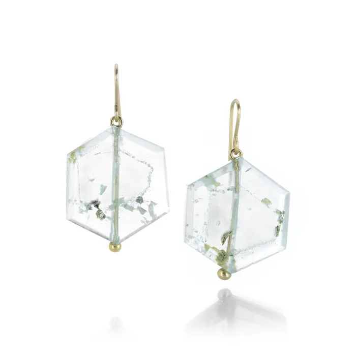 Maria Beaulieu Earrings Phantom Hexagon Aquamarine Earrings