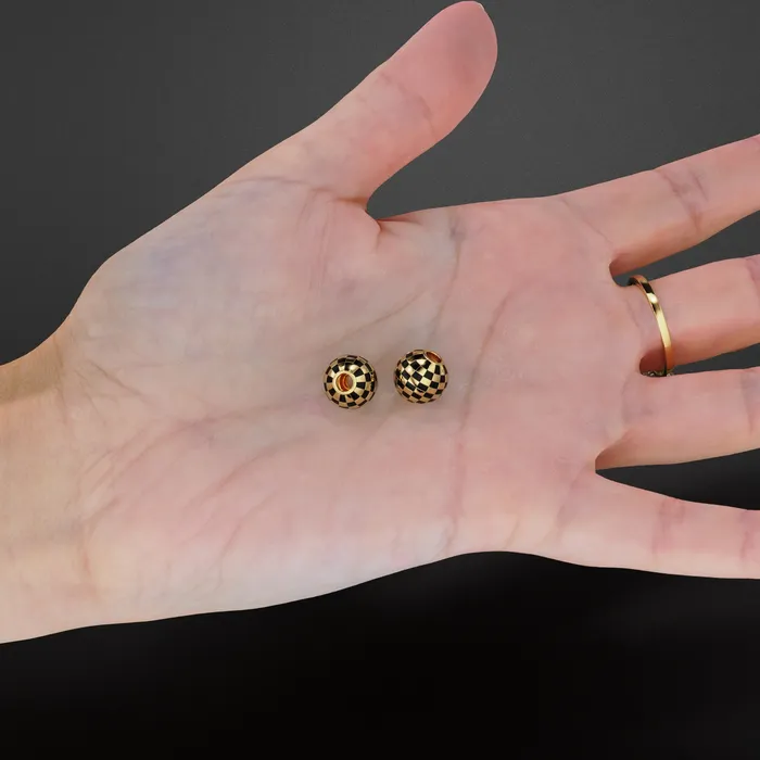 PreStyled Sets 10mm 18k Solid Yellow Gold Round Ball Checkerboard Enamel Spacer Findings Beads 1 piece Jalvi Co PreStyled Sets 10mm 18k Solid Yellow Gold Round Ball Checkerboard Enamel Spacer Findings Beads 1 piece Jalvi Co