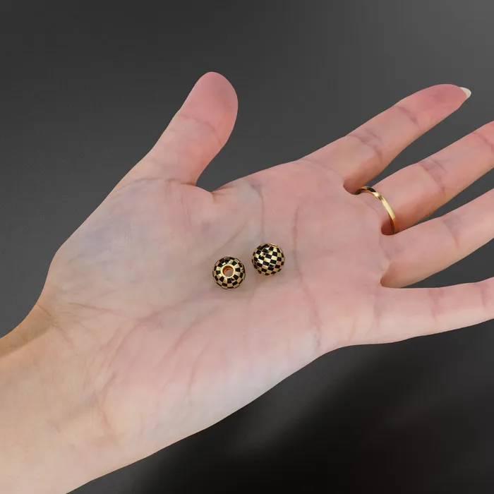 PreStyled Sets 10mm 18k Solid Yellow Gold Round Ball Checkerboard Enamel Spacer Findings Beads 1 piece Jalvi Co PreStyled Sets 10mm 18k Solid Yellow Gold Round Ball Checkerboard Enamel Spacer Findings Beads 1 piece Jalvi Co