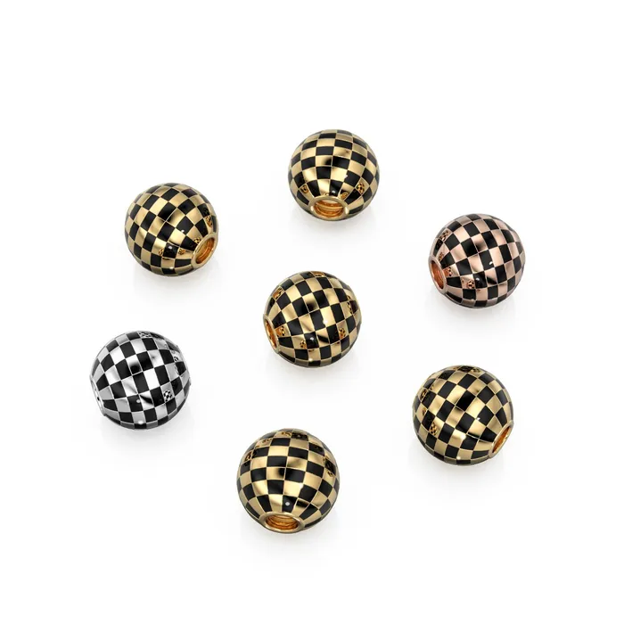 PreStyled Sets 10mm 18k Solid Yellow Gold Round Ball Checkerboard Enamel Spacer Findings Beads 1 piece Jalvi Co PreStyled Sets 10mm 18k Solid Yellow Gold Round Ball Checkerboard Enamel Spacer Findings Beads 1 piece Jalvi Co