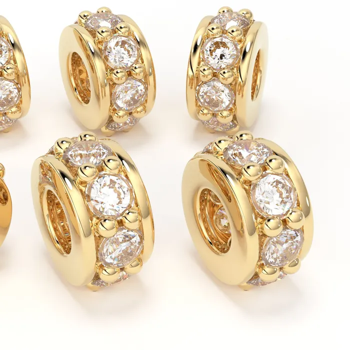 PreStyled Sets 5mm 18k Solid Yellow Gold Diamond Eternity Rondelle Wheel Bead Finding Spacer Gold Rondelle Bead Diamond Findings Jalvi Co