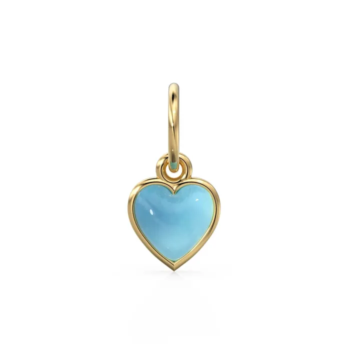 PreStyled Sets Jalvi Co Aqua Chalcedony Heart Cabochon Solid Gold Charm Natural Blue Gemstone Handmade Gold Pendant 14k Solid Yellow Gold Jewelry Making Finding