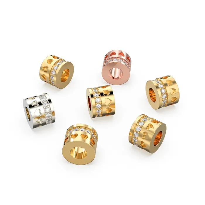 PreStyled Sets Jalvi Co Heart Real Diamond 18k Solid Gold Eternity Rondelle Wheel Spacer Handmade Beads PreStyled Sets Jalvi Co Heart Real Diamond 18k Solid Gold Eternity Rondelle Wheel Spacer Handmade Beads
