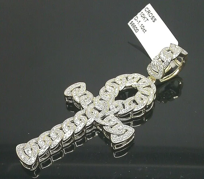 PreStyled Sets Real 10K gold Diamond Cross Ankh Charm Pendant 1 CT Genuine Diamond Yellow Gold Gold and Diamond PreStyled Sets Real 10K gold Diamond Cross Ankh Charm Pendant 1 CT Genuine Diamond Yellow Gold Gold and Diamond
