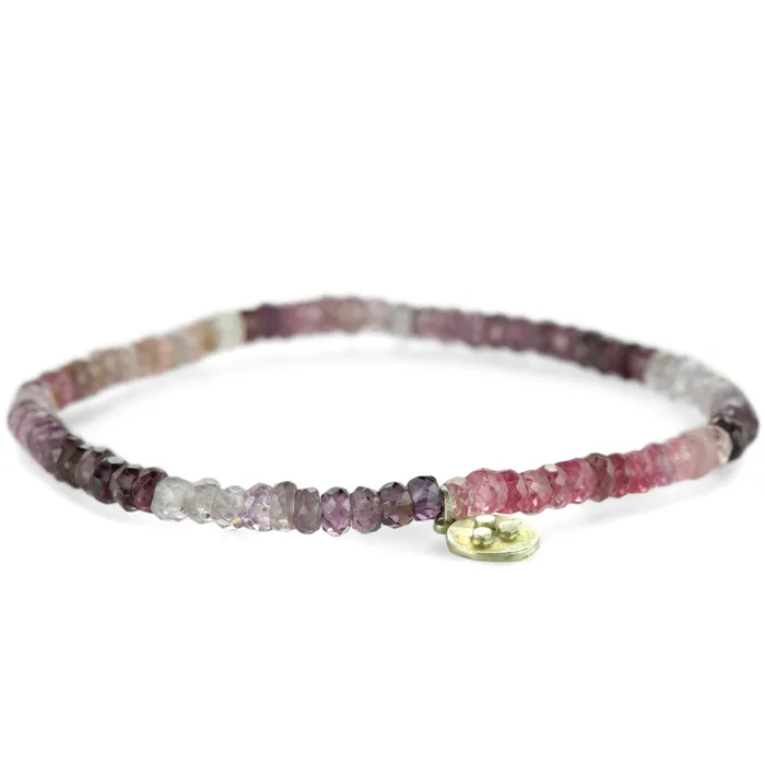 Purple Spinel Stretch Bracelet with Silver Charm Ananda Khalsa Bracelets