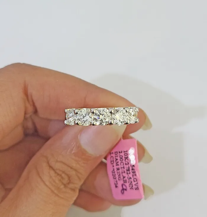 Real 10k Yellow Gold Diamond Ladies Ring Lab Created Women Engagement Wedding Gold and Diamond Rings