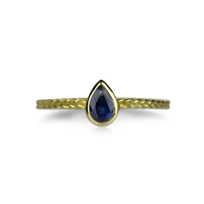 Rings Barbara Heinrich Pear Blue Sapphire Stacking Ring