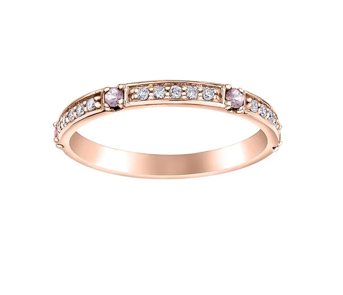 Rings Chi Chi Designs 10kt Rose Gold Pink Sapphire and Diamond Stackable Ring Rings Chi Chi Designs 10kt Rose Gold Pink Sapphire and Diamond Stackable Ring