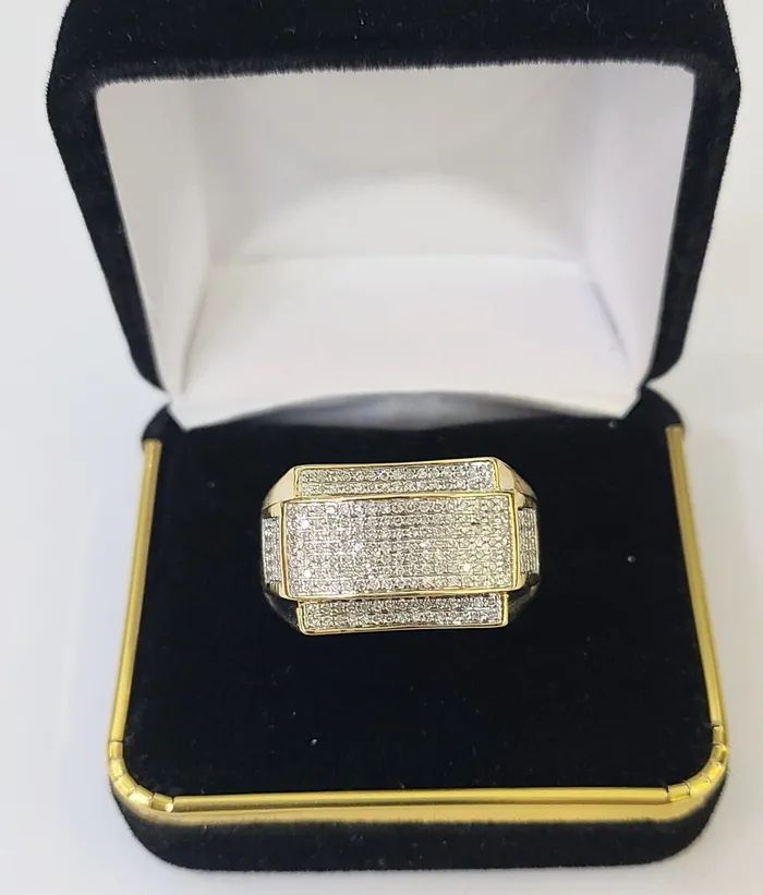 Rings Gold and Diamond Real 10k Yellow Gold Diamond Mens Ring Band Wedding Genuine Natural Rings Gold and Diamond Real 10k Yellow Gold Diamond Mens Ring Band Wedding Genuine Natural
