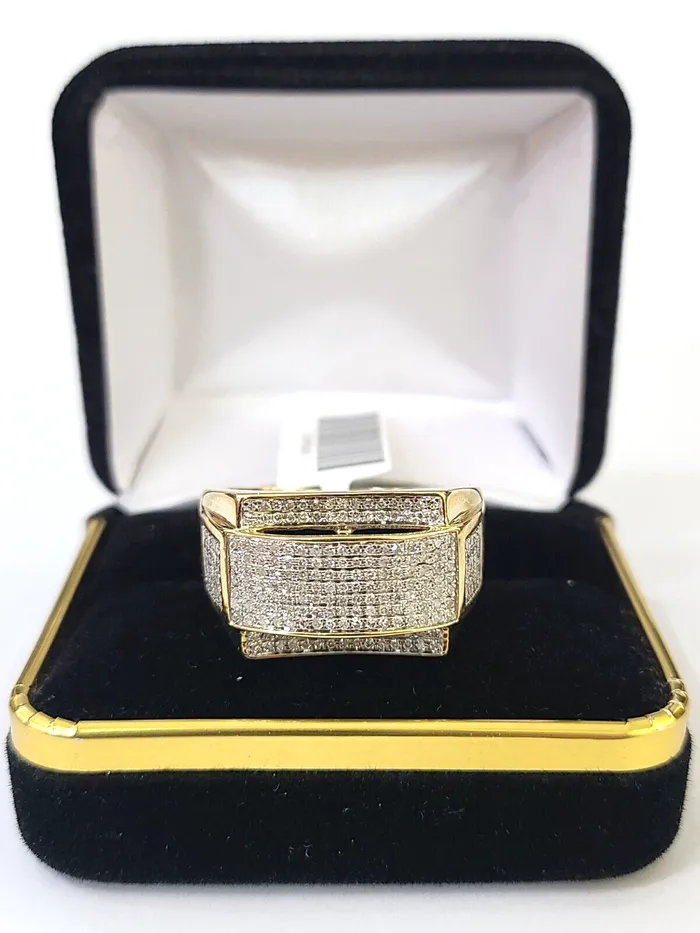 Rings Gold and Diamond Real 10k Yellow Gold Diamond Mens Ring Band Wedding Genuine Natural