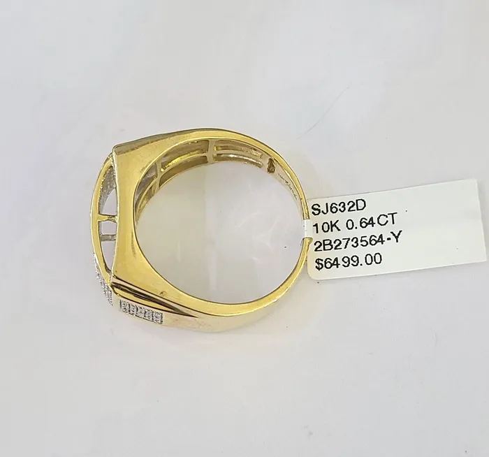 Rings Gold and Diamond Real 10k Yellow Gold Diamond Mens Ring Band Wedding Genuine Natural