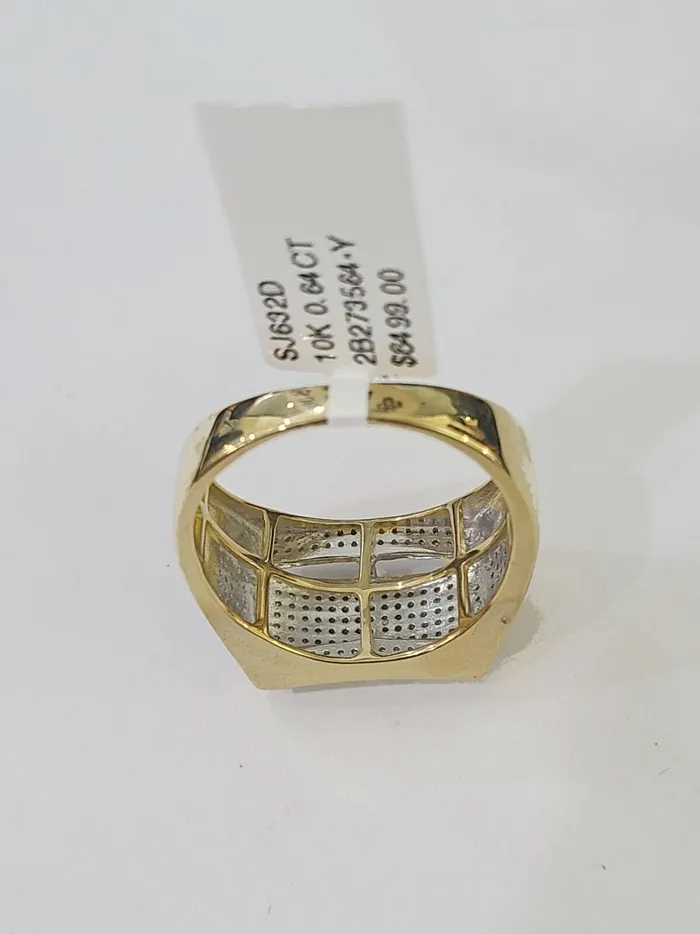 Rings Gold and Diamond Real 10k Yellow Gold Diamond Mens Ring Band Wedding Genuine Natural