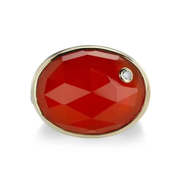 Rings Oval Rose Cut Orange Chalcedony Ring Jamie Joseph