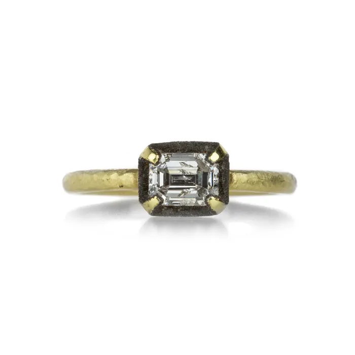 Rings Todd Pownell Darkened Halo Emerald Cut Diamond Ring