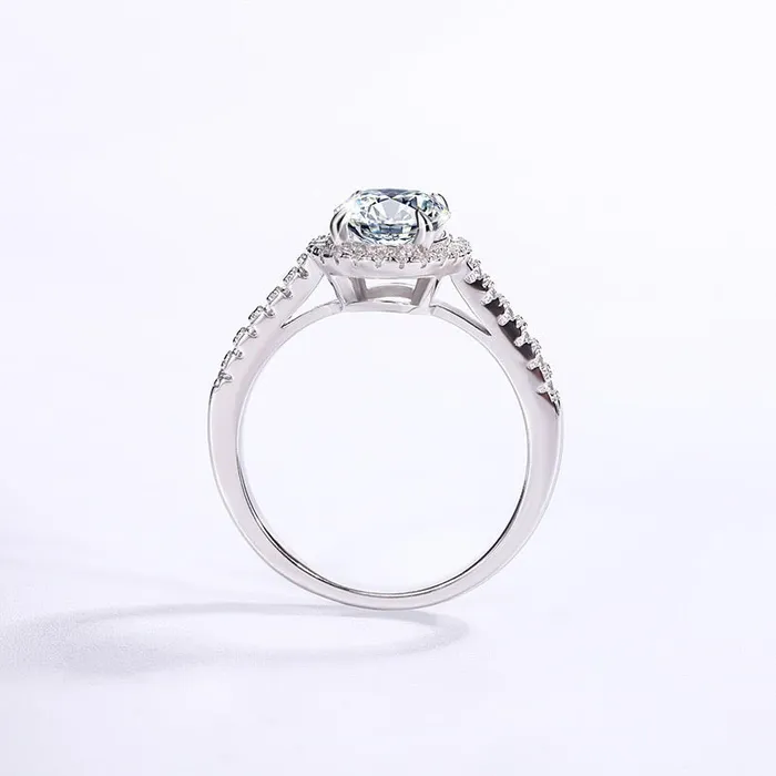 Rings WeiZi Wuzhou Oval Cut Moissanite Diamond Paved Halo Ring for Women