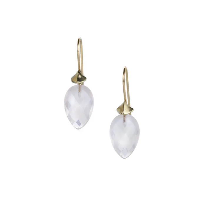 Rose Quartz 14k Yellow Gold Simple Bug Earrings Annette Ferdinandsen Earrings