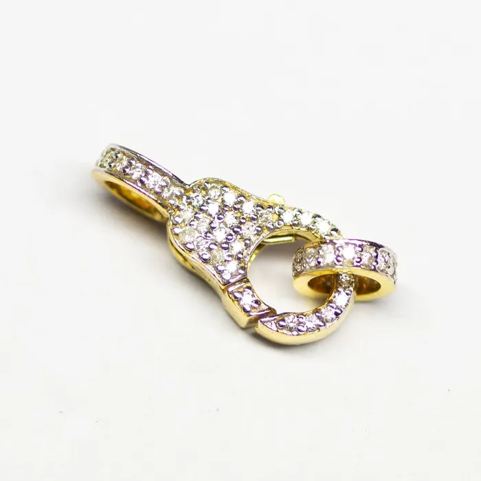 Solid Gold Clasp 18k Handmade Diamond Lobster Claw Clasp with Ring 17mm x 7mm Jalvi Co Rings