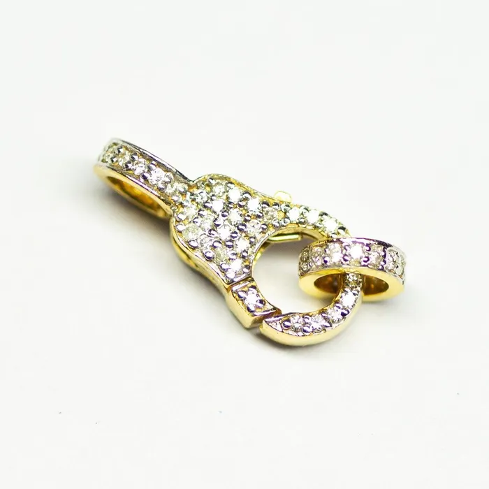 Solid Gold Clasp 18k Handmade Diamond Lobster Claw Clasp with Ring 17mm x 7mm Jalvi Co Rings
