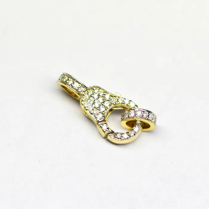 Solid Gold Clasp 18k Handmade Diamond Lobster Claw Clasp with Ring 17mm x 7mm Jalvi Co Rings