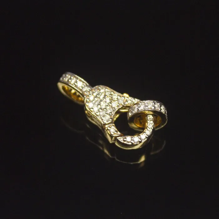 Solid Gold Clasp 18k Handmade Diamond Lobster Claw Clasp with Ring 17mm x 7mm Jalvi Co Rings