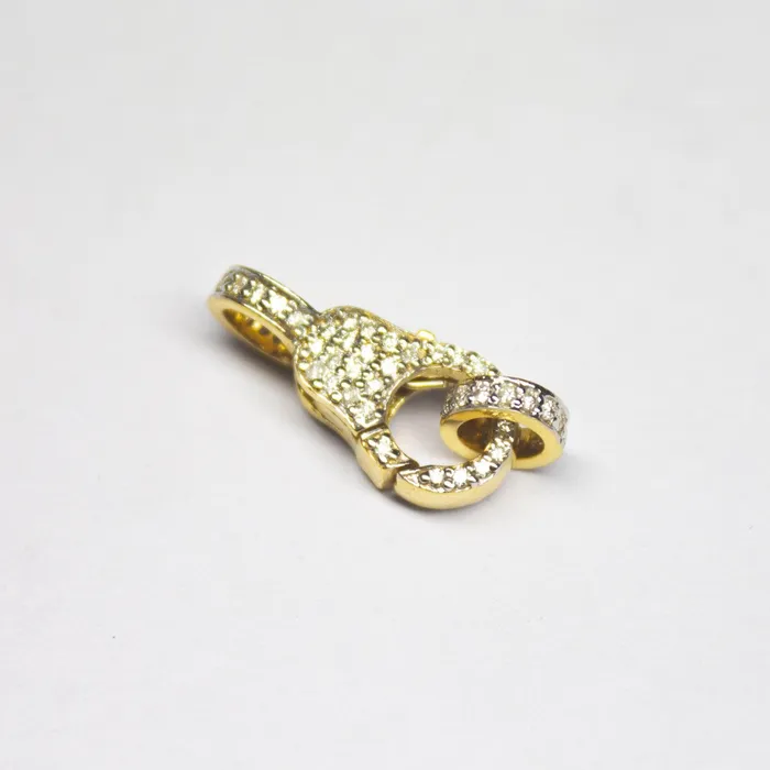 Solid Gold Clasp 18k Handmade Diamond Lobster Claw Clasp with Ring 17mm x 7mm Jalvi Co Rings