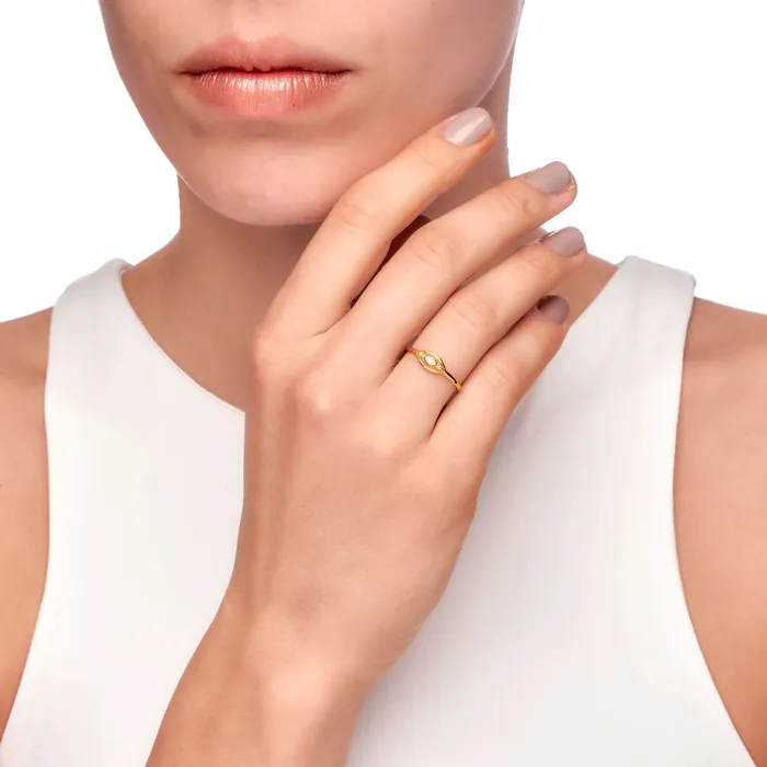 Spirito Rosa Rings Mellonia Magnolia Ring White CZ Bronze Enamel Gold Plated 925 Silver Spirito Rosa Rings Mellonia Magnolia Ring White CZ Bronze Enamel Gold Plated 925 Silver