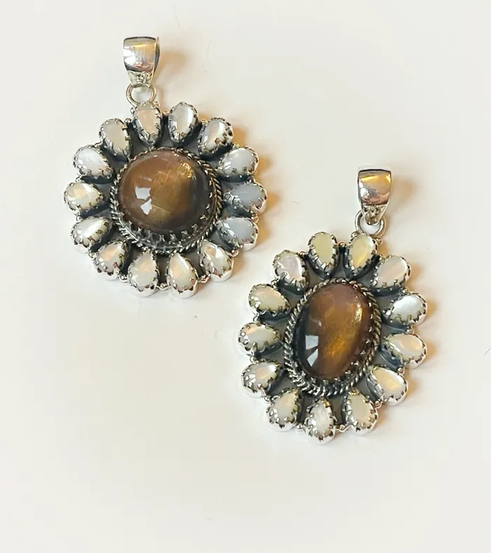 Sterling Silver Gold StoneMOP Mini Cluster Pendants Sophiareneboutiquecom Rings