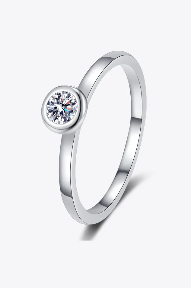 Trendsi Moissanite RhodiumPlated Solitaire Ring Rings