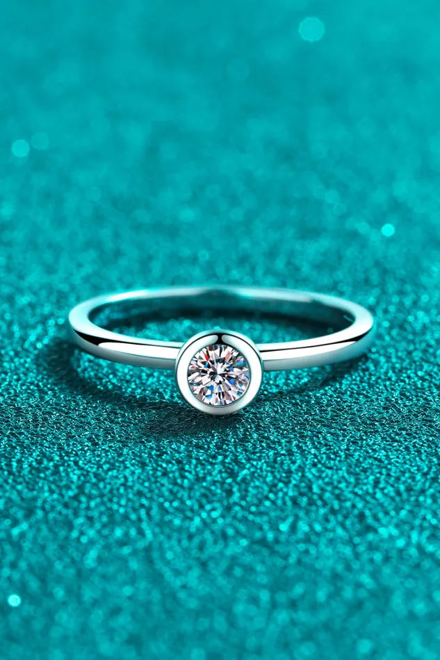 Trendsi Moissanite RhodiumPlated Solitaire Ring Rings
