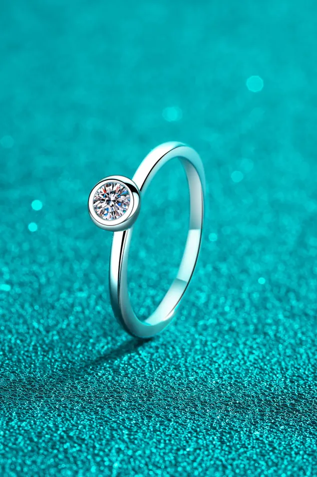 Trendsi Moissanite RhodiumPlated Solitaire Ring Rings