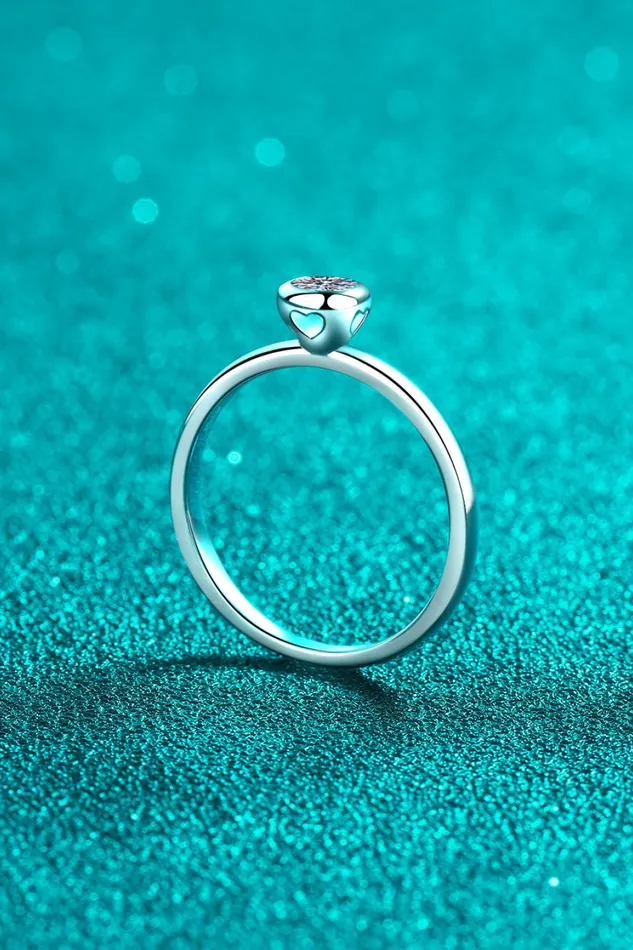 Trendsi Moissanite RhodiumPlated Solitaire Ring Rings