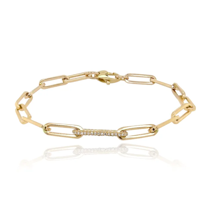 Alev Collection Bracelets All Around Diamond Link Paperclip Bracelet
