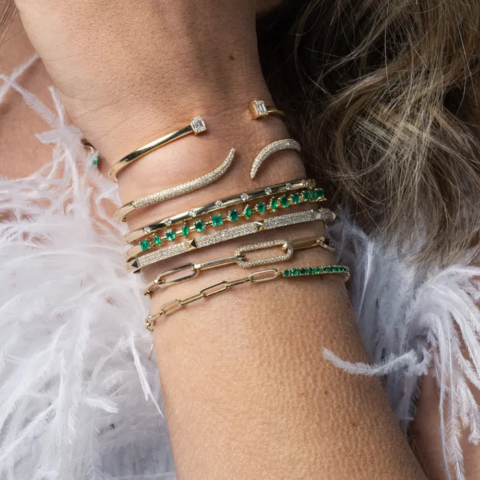 Alev Collection Bracelets All Around Diamond Link Paperclip Bracelet