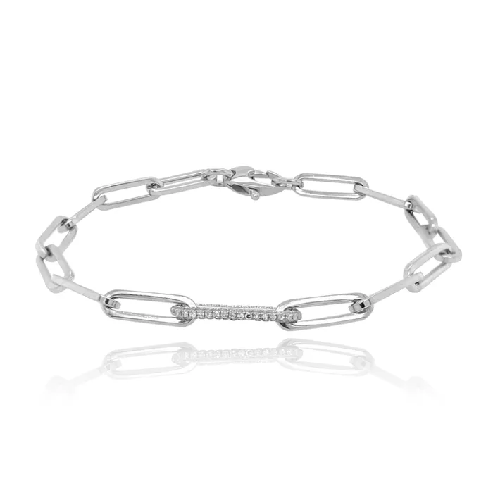 Alev Collection Bracelets All Around Diamond Link Paperclip Bracelet