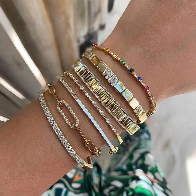 Alev Collection Bracelets All Around Diamond Link Paperclip Bracelet