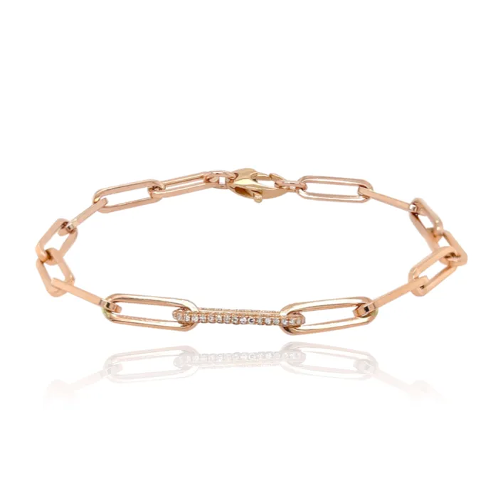 Alev Collection Bracelets All Around Diamond Link Paperclip Bracelet