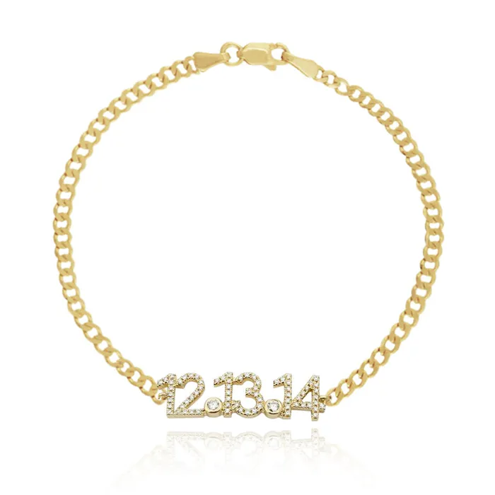 Alev Collection Bracelets Pave Date Flat Cuban Bracelet