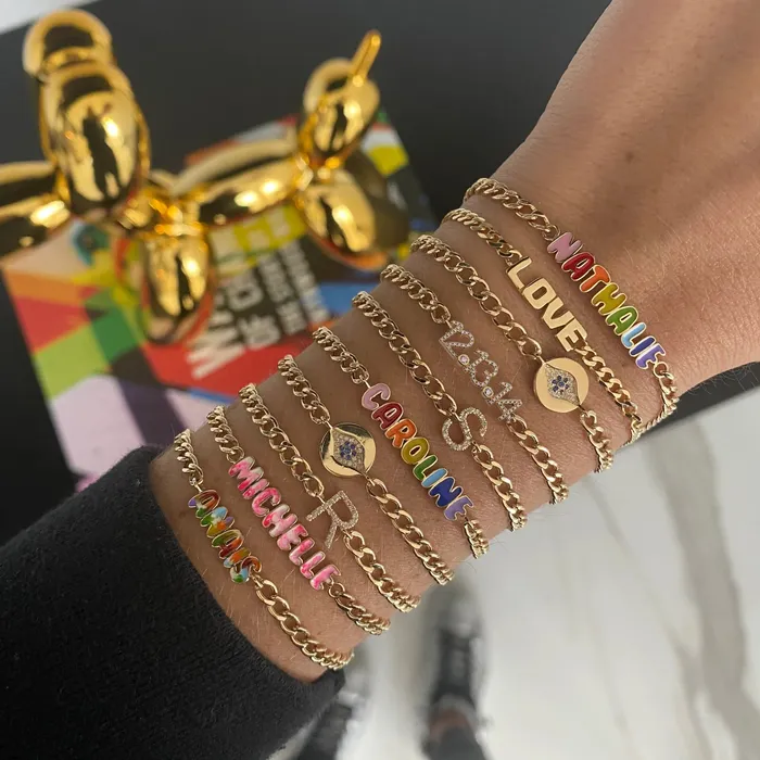 Alev Collection Bracelets Pave Date Flat Cuban Bracelet