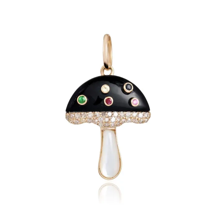 Alev Collection Charm Necklaces Stone and Gemstone Pave Mushroom Charm
