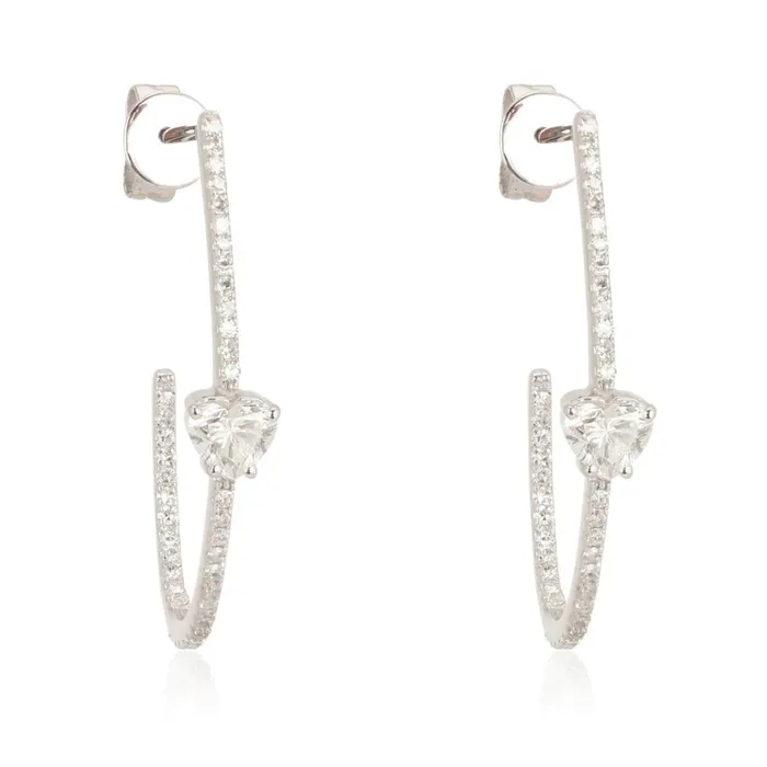 Alev Jewelry Earrings Solitaire Diamond Pave Hoop Earrings