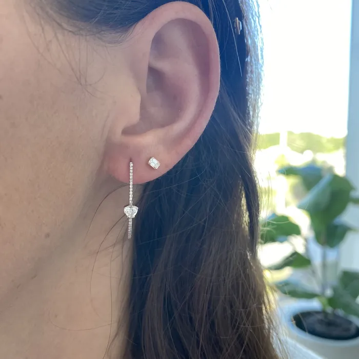 Alev Jewelry Earrings Solitaire Diamond Pave Hoop Earrings